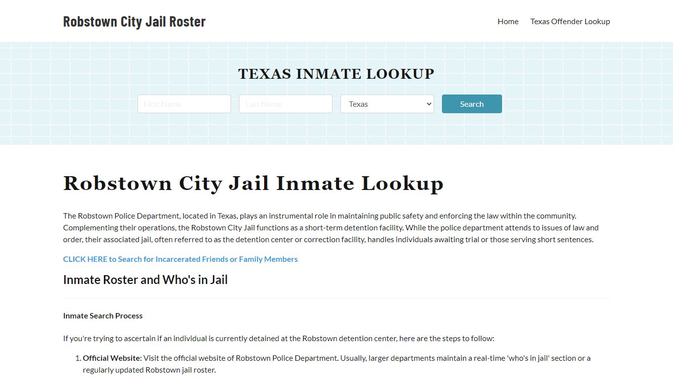 Robstown Police Department & City Jail, TX Inmate Roster, Arrests, Mugshots