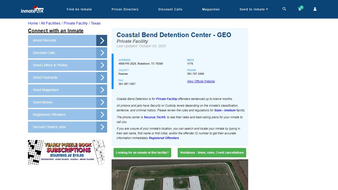 Coastal Bend Detention Center - GEO - Inmate Search - Robstown, TX