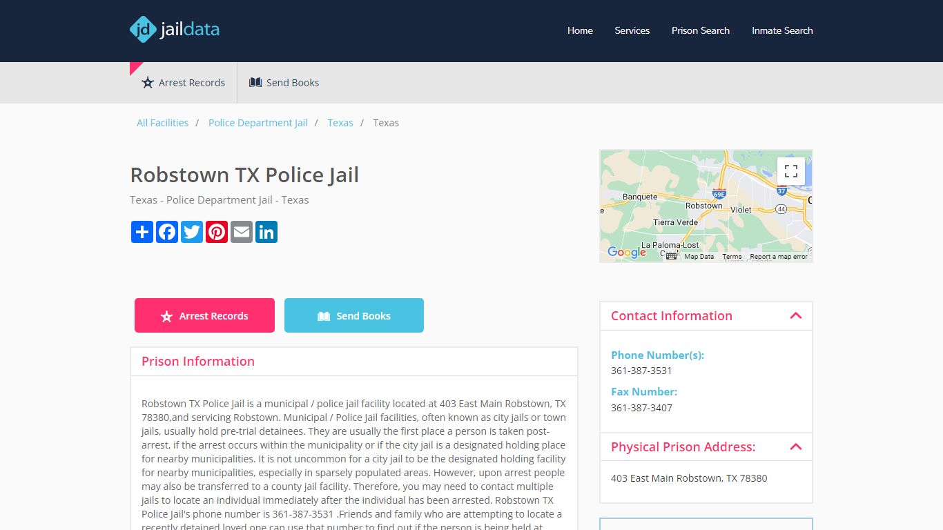 Robstown TX Police Jail Inmate Search and Prisoner Info - Robstown, TX