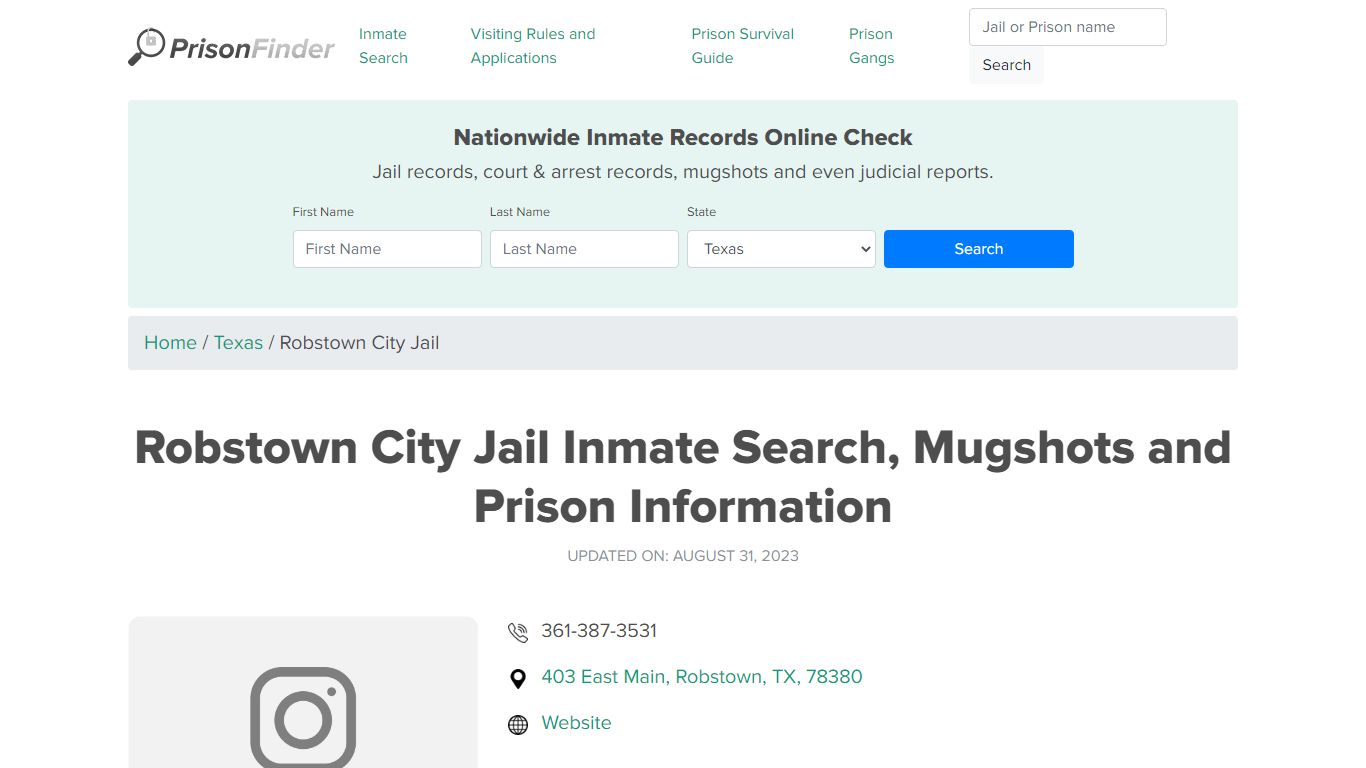 Robstown City Jail Inmate Search, Mugshots, Visitation, Phone no ...